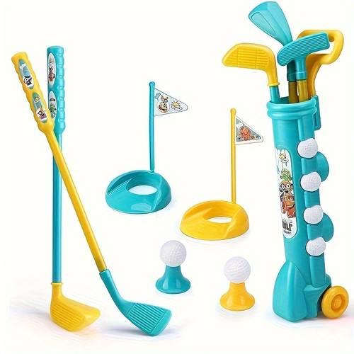 golf clubs set golf toy with 1 golf cart 3 golf clubs balls 2 practice holes indoor outdoor sports toy over 3 years old