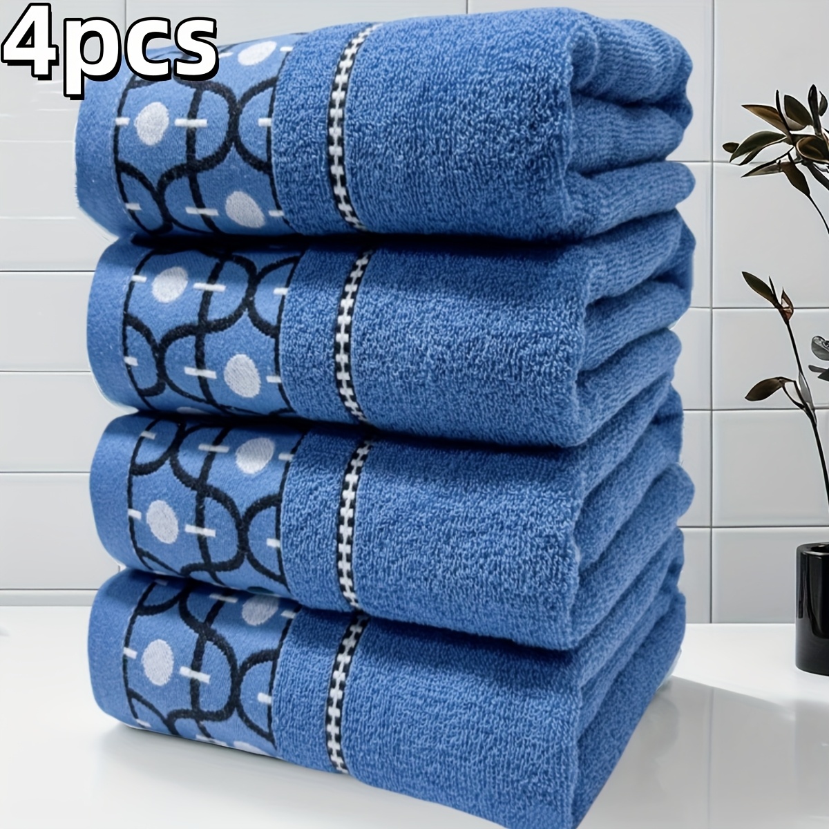 4pcs Jacquard Bath Towels, 100% Cotton, 27.5" X 55", Ultra-absorbent & Quick-dry, Super Soft Thick Adult Bath Towels For Bathroom Essentials