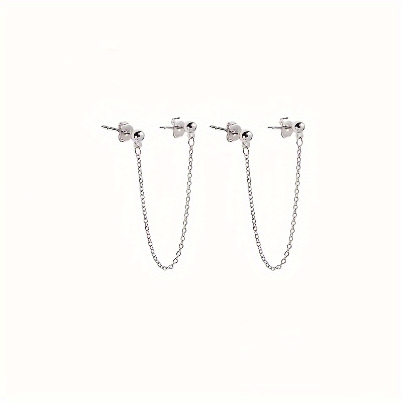 1 Pair Of Individual Minimalist Chain Double Ear Hole Earrings Individual Ear Jewelry Ear Drop Trendy Men Women Stud Earrings Jewelry