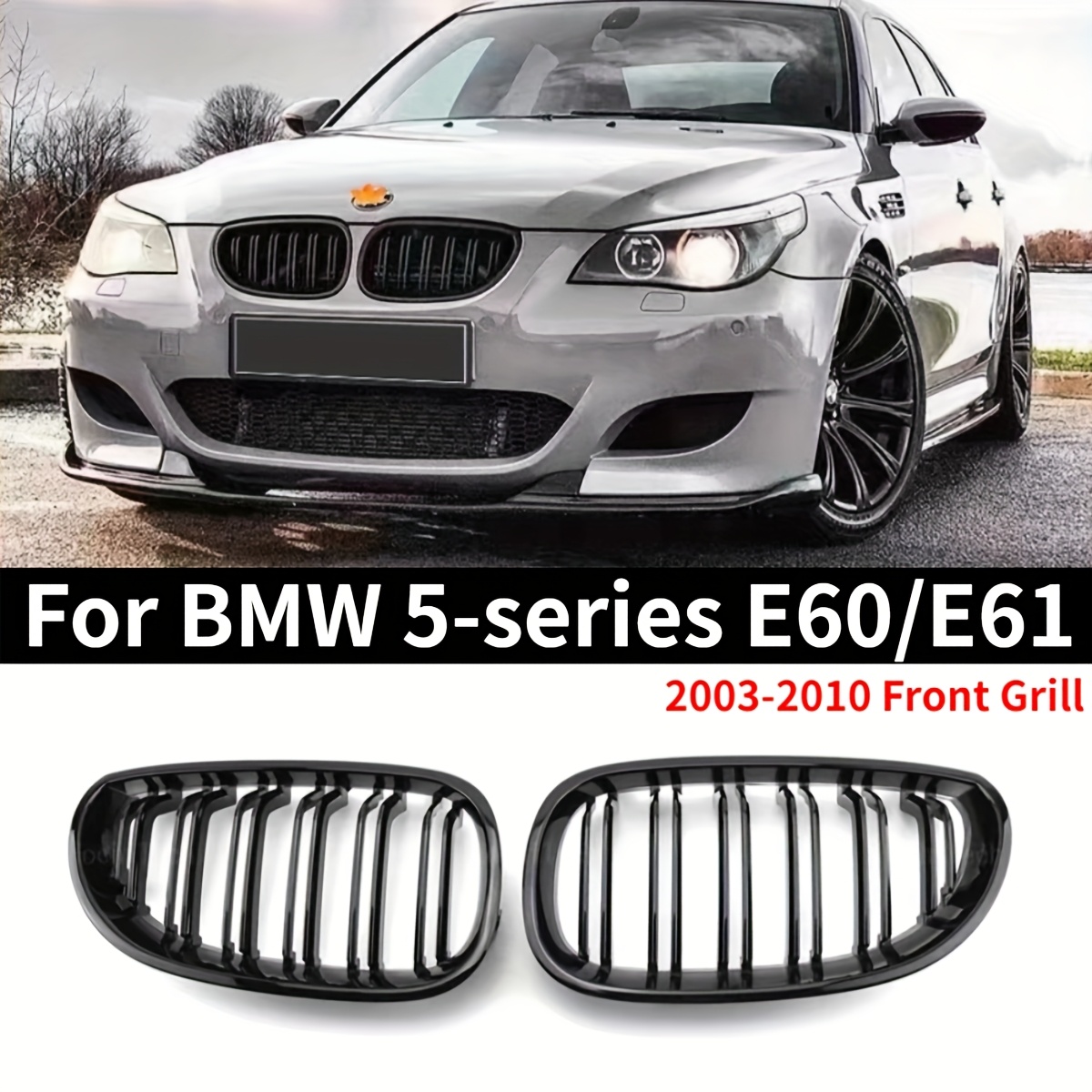 BLACK FRONT BUMPER Cover Mesh Grill Trim for BMW E60 51117897184/86 M