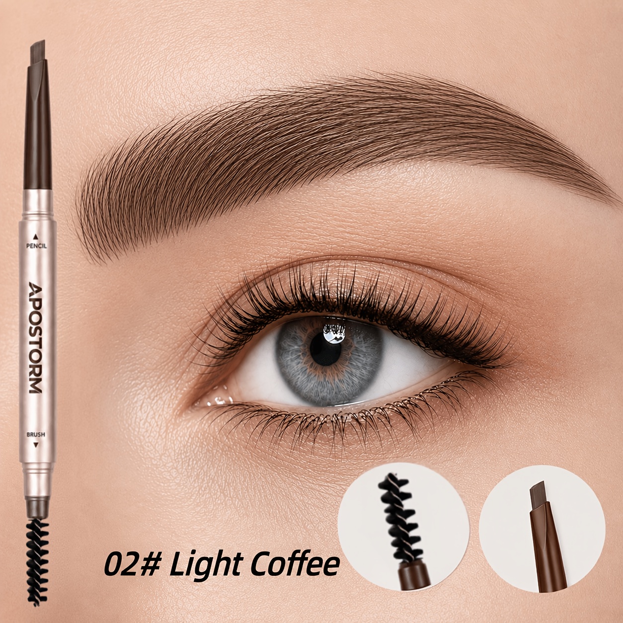 Rose Golden Triangular Eyebrow Pen, Dual End for Brows
