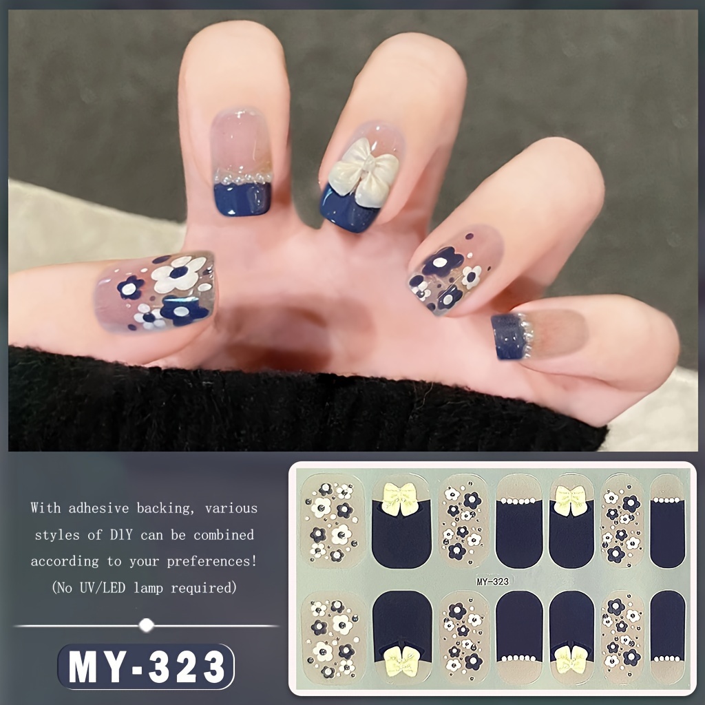 full wrap nail polish stickers spring summer nail strips self   gel nail strips nail art decals for home women girls nail decorations details 5