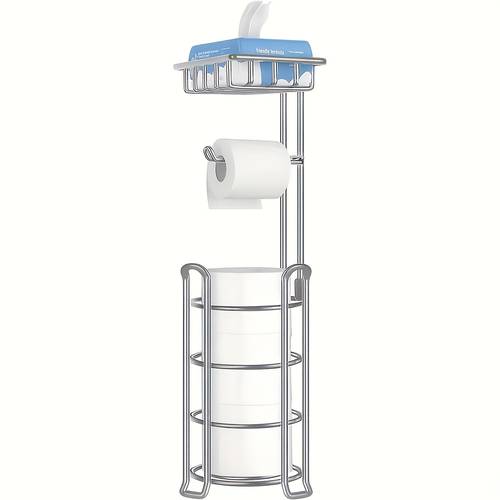 toilet paper holder stand with storage shelf tissue paper roll dispenser free standing 4 raised feet toilet paper storage metal bathroom organizers and storage toilet paper storage containers