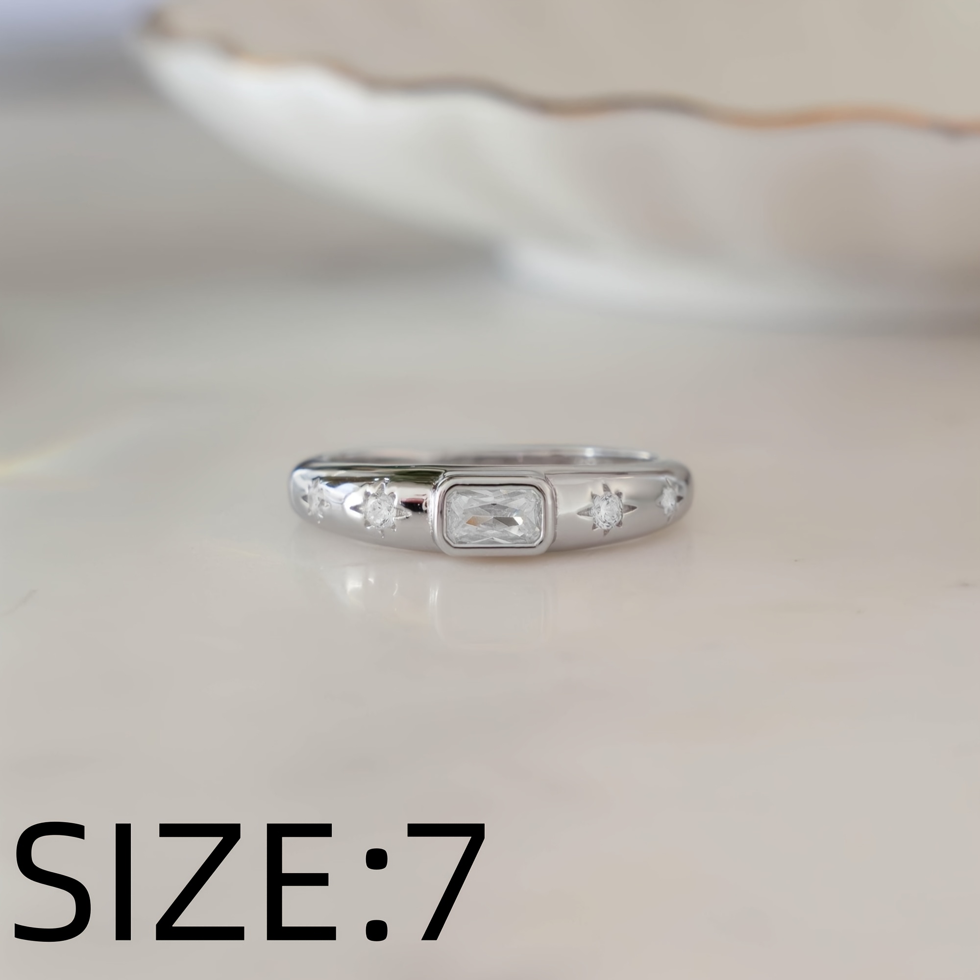 TEMU 1pc, European And , Handcrafted Copper Ring With Synthetic Zirconia Inlay, Minimalist Style, Unisex Fashionable And Ring, For Daily Wear,
