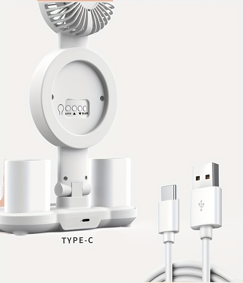 Lampe de bureau à 4 têtes avec protection oculaire | Lampe de lecture multifonctionnelle avec ventilateur, alimentation USB, intensité variable, interrupteur tactile, lumières LED, bras oscillant pour bureau et usage domestique