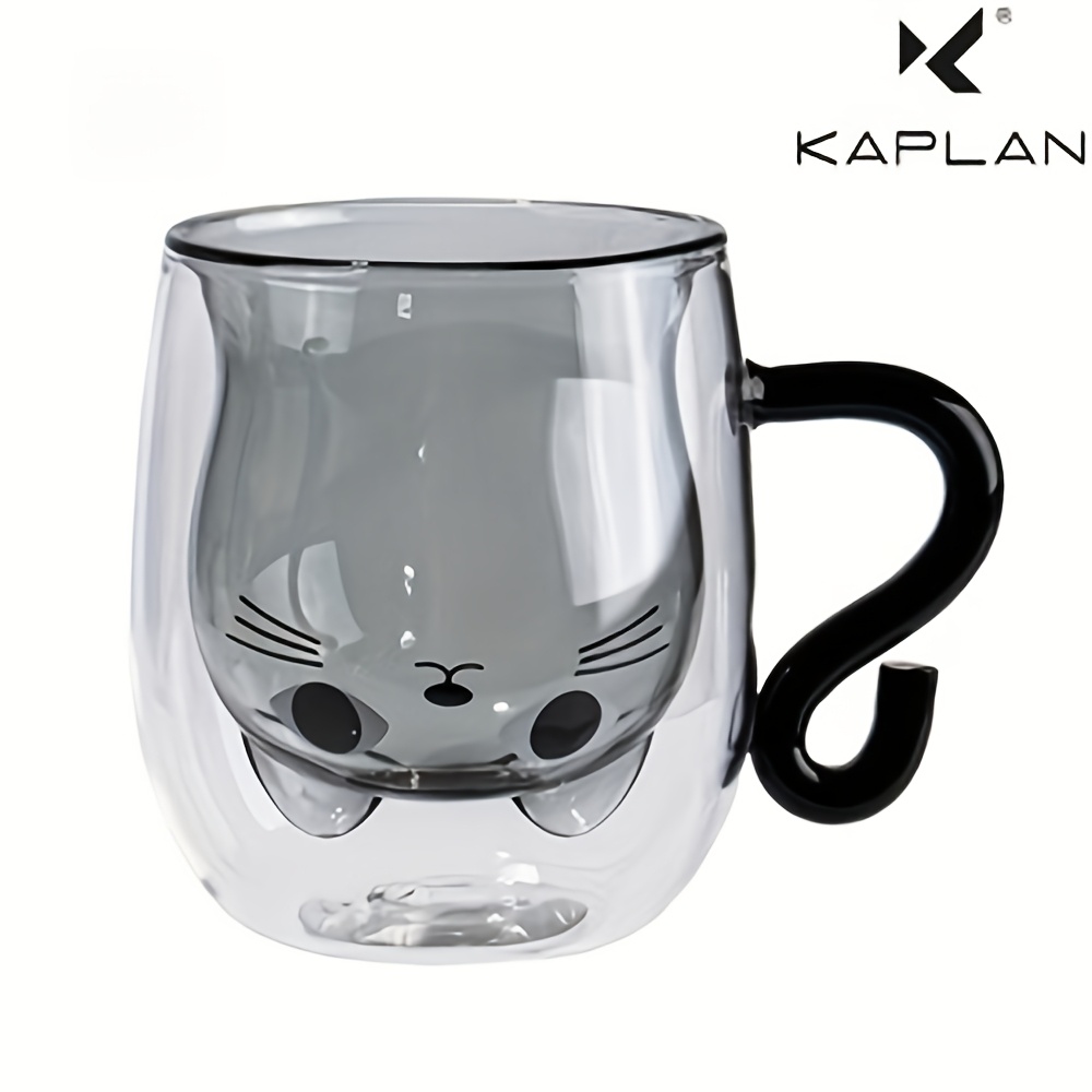 E-shop Katzen-Doppelschicht-Becher, hitzebeständiger Milchbecher, kreatives Geschenk für Mädchen, süßer Becher, Wasserbecher, Frühstückstasse für