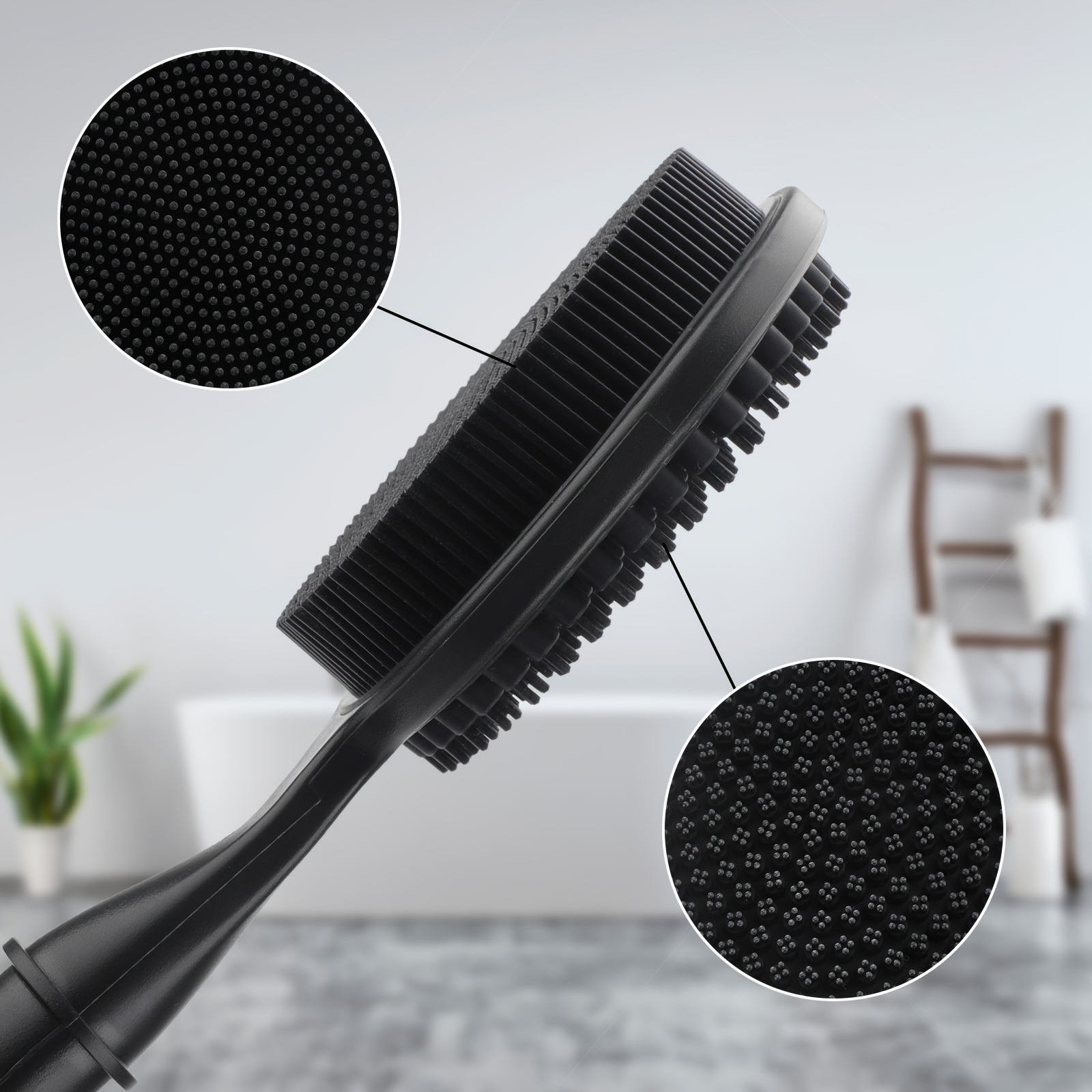 extendable bath brush double sided shower brush with anti slip handle adjustable lengt design for exfoliation deep clean Product details 1
