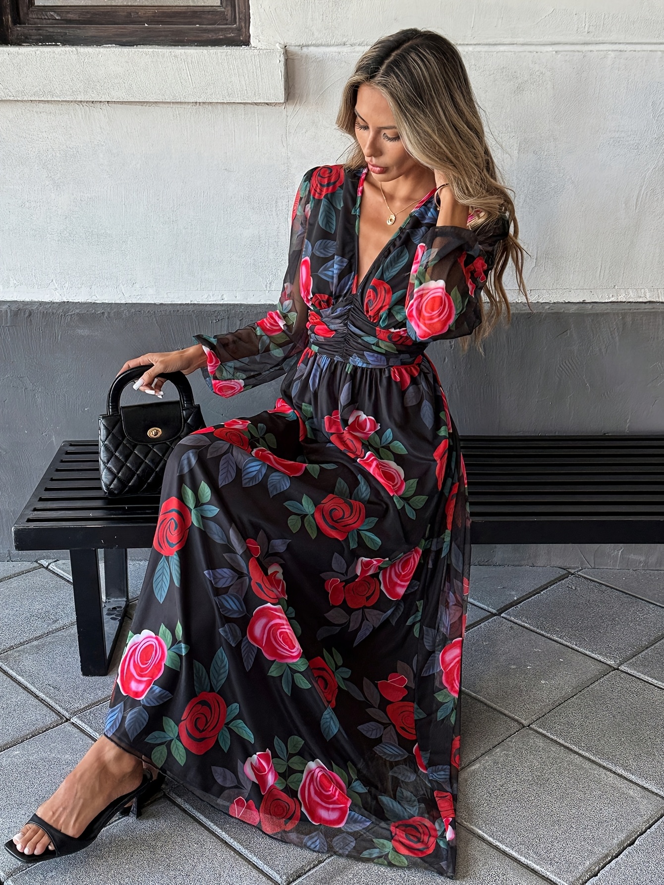 rose black dress sold on Temu United States