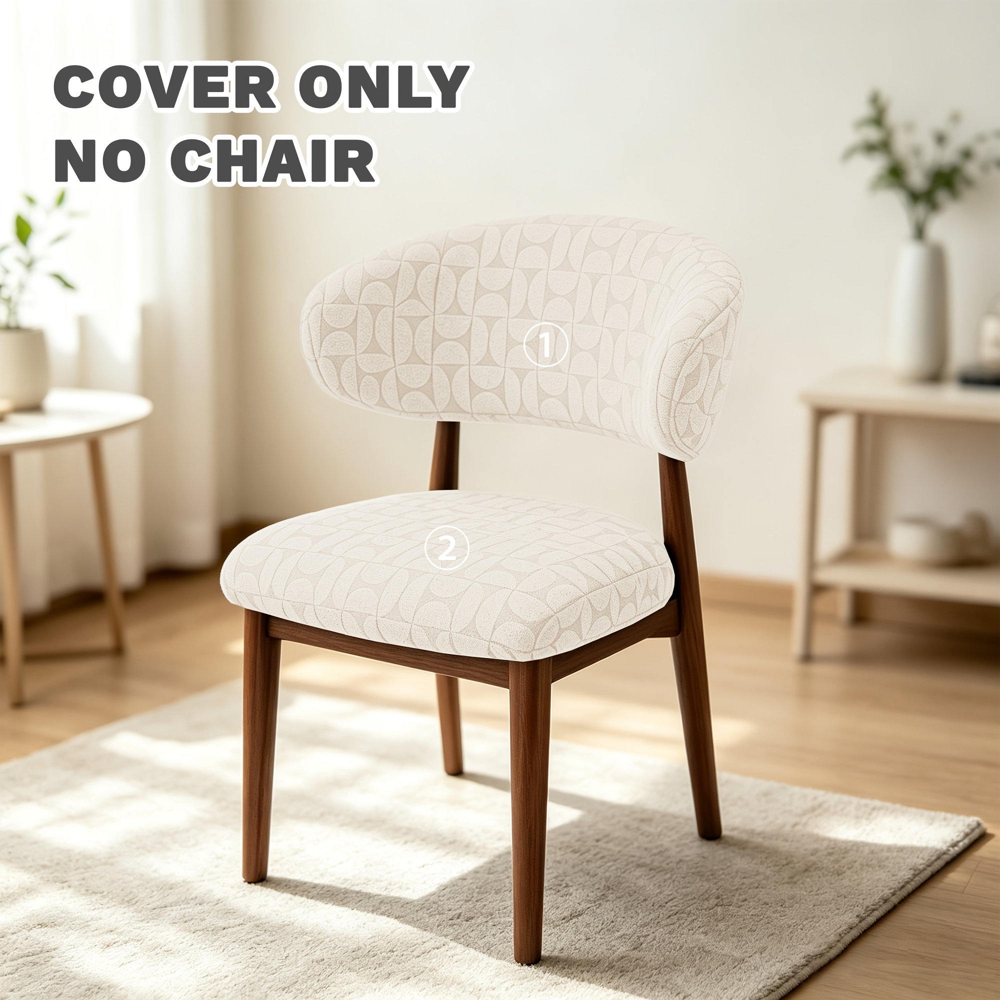 TEMU Lot de 2 housses de chaise ailé géométriques semi-circulaires extensibles en jacquard avec incurvé, protège-coussins d'assise de chaise de salle