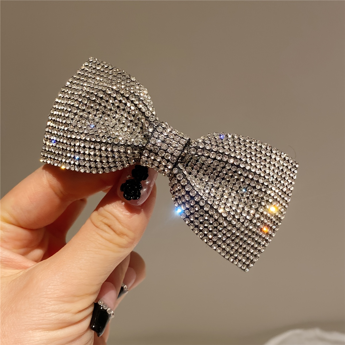 Image of 1 Elegant Rhinestone Bow Hair Clip For Women - Sparkling Resin Knot Accessory, & Valentine's Day Gift, Accessory|elegant Hair Clip|sparkling Resin Material, Hair Accessories