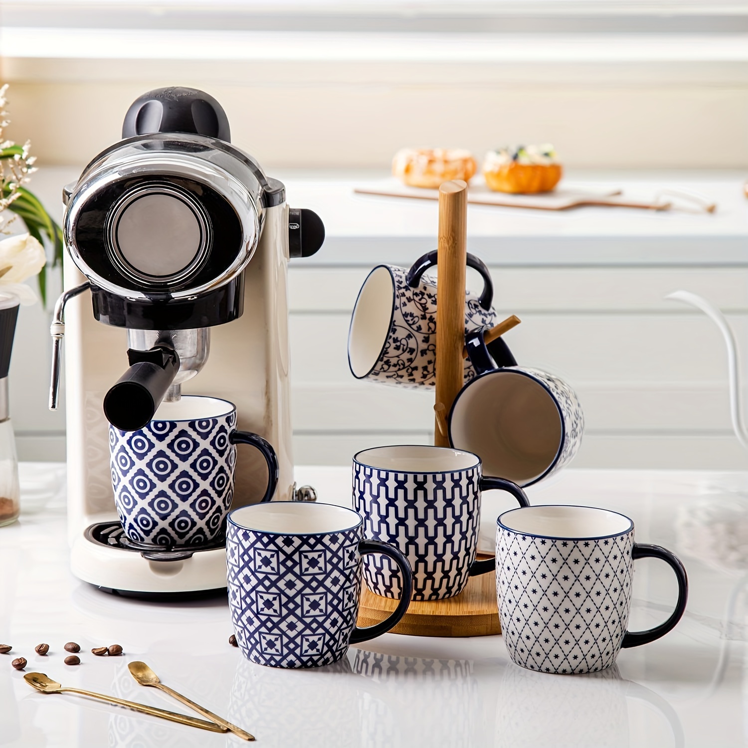 6pcs ceramic coffee mugs set 10 ounce porcelain tea cups - Temu