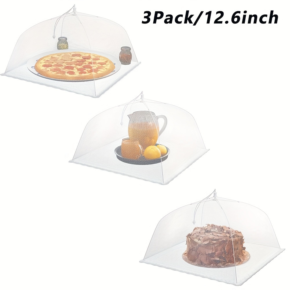 TEMU 3/6pcs Pop-up Mesh Food Covers, Reusable & Collapsible, Stainless Steel & Plastic - Ideal For Outdoor , Bbqs & Parties - Flies & Mosquitoes Out, Heat Escape Design, Fits Food Sizes