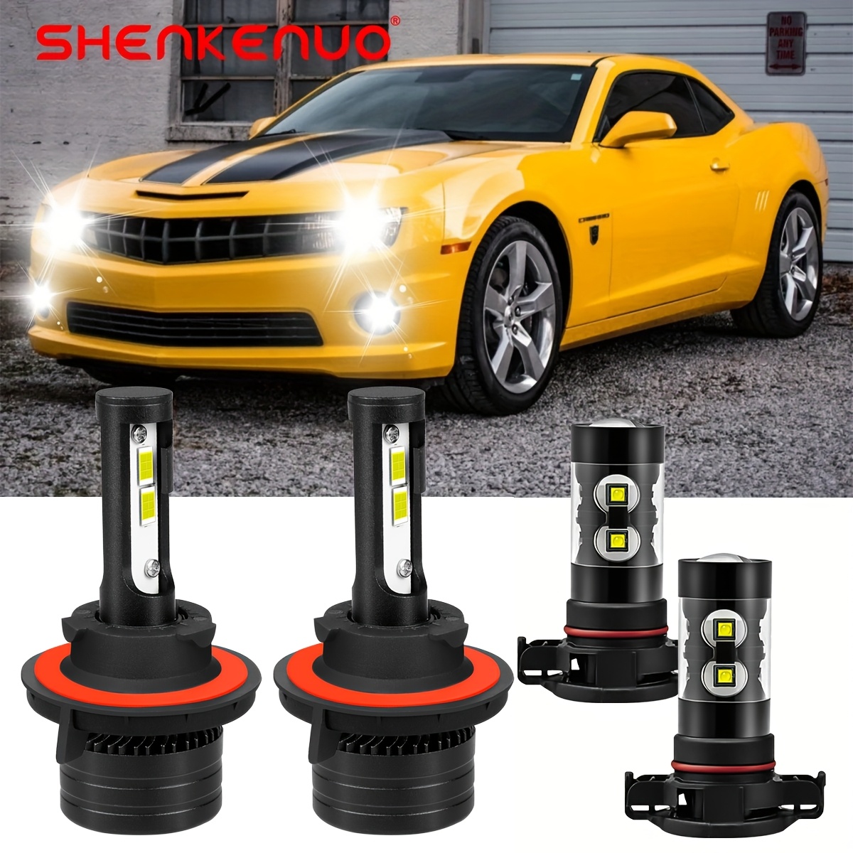 For 2010 2011 2013 Camaro Combo Led Headlight + Fog Light Bulbs 6000k White Plug And Play, Without Battery