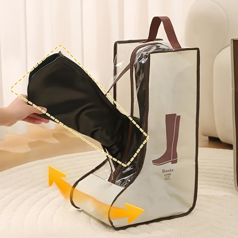 1pc Elegant Transparent Boot Storage Bag with Handle - Dustproof and Moisture-Resistant, Ideal for Flat Shoes, Ankle Boots, and Long Boots, Dressy Shoes Storage|Sleek Transparent Design|Durable Handle Constructio