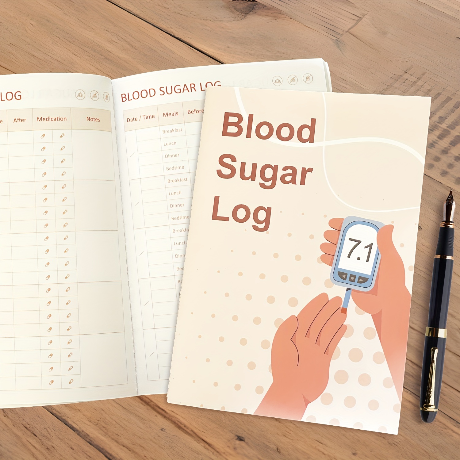 

Blood Sugar Log Book A5 - Daily Recording & Tracking Of Blood Glucose And Medication, Health Journal, Blood Glucose Monitoring Notebook, English Cover, Daily Office Supplies