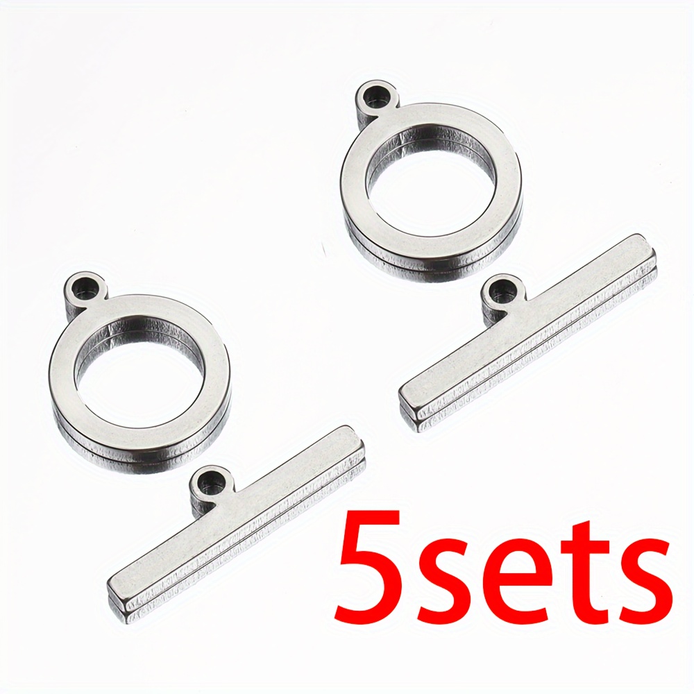Image of 5 Sets Of Stainless Steel Flat Ot Jewelry Clasps For Necklaces, Bracelets, And Homemade Connection Additions