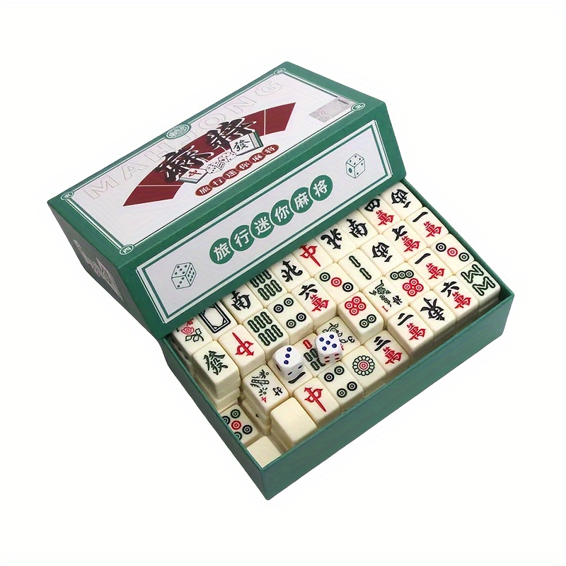 

Authentic Mini Mahjong Set - Portable & Compact For Travel, Enhances Thinking, Ideal For Family Fun & Entertainment