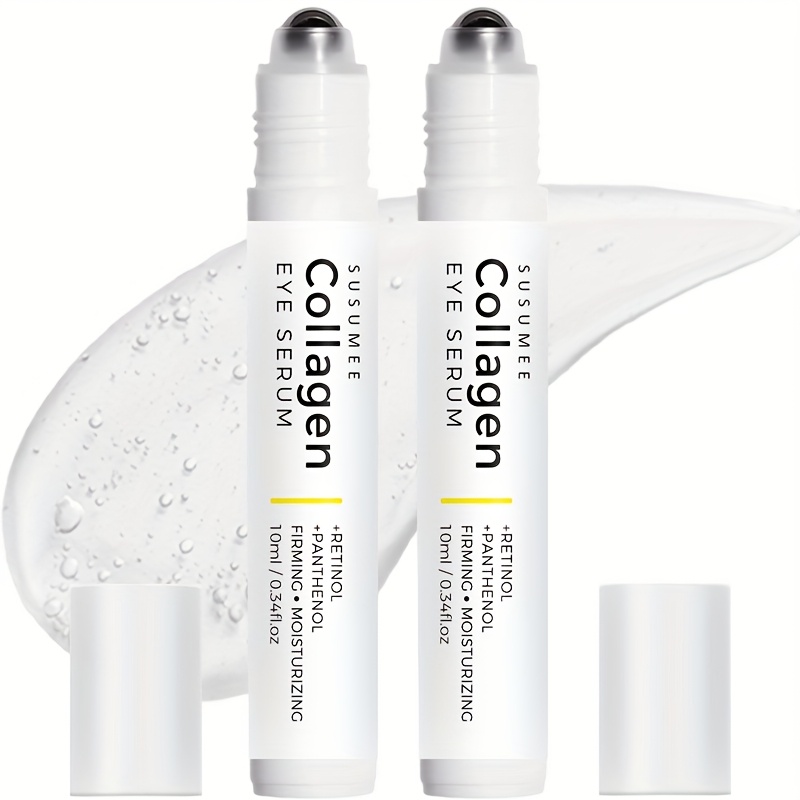 Image of 2pcs Susumee Collagen Eye Roller Serum - With Retinol, Panthenol & Portulaca Oleracea Extract - Firming & Hydrating - Alcohol-free, Home/travel Friendly, 10ml/0.34fl.oz*2