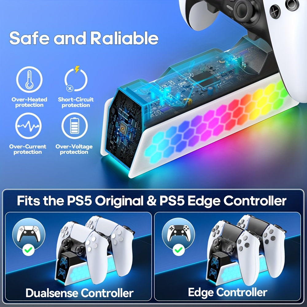 for ps5 controller charging dock wireless playstation 5 handheld   base compatible with elite controllers quantum rgb light adjustable details 6