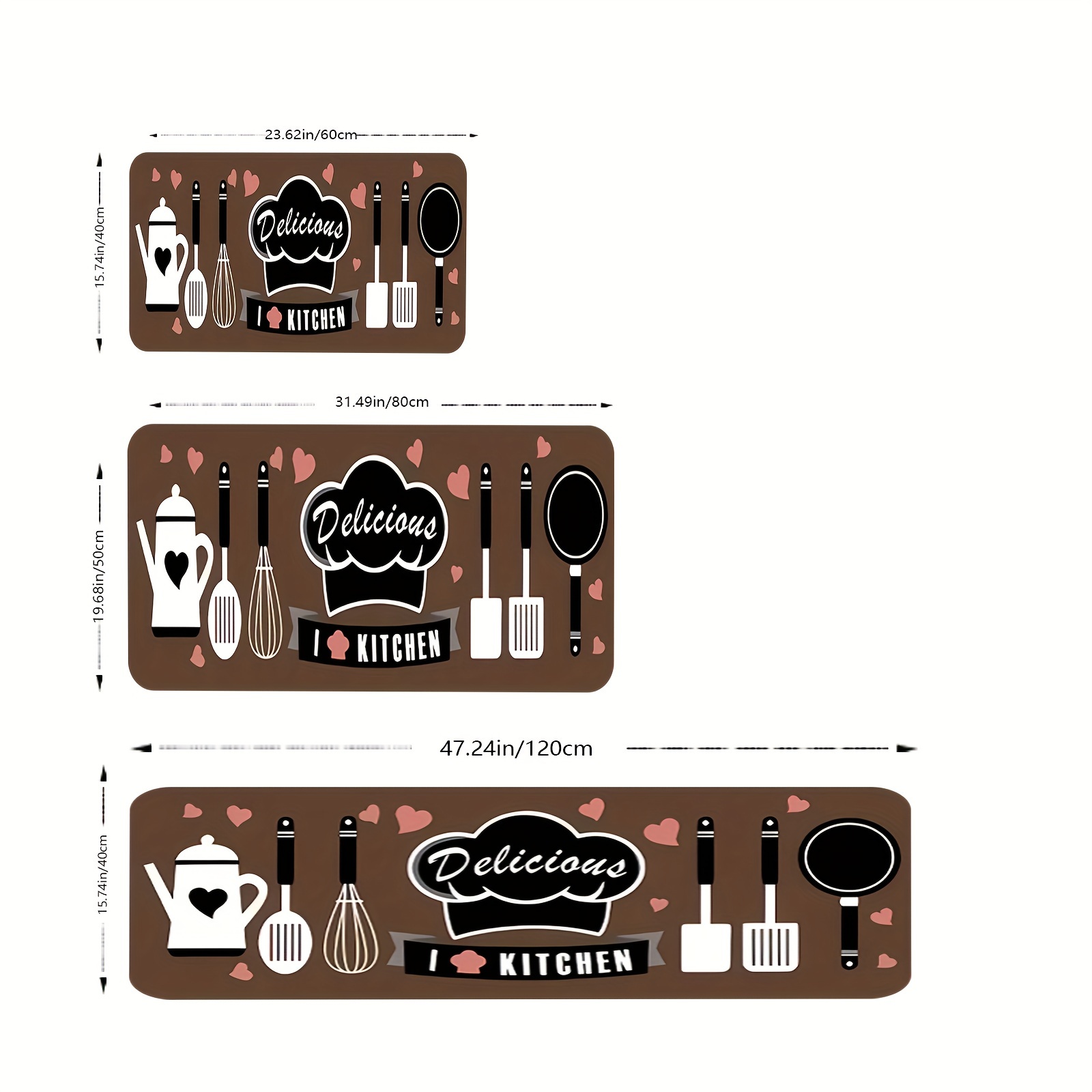 Image of 1pc Thick 1.1cm Kitchen Mat, Featuring Kitchen Utensil Designs, Is Durable And Suitable For Use , Living Room, Porch, Balcony, And Home Decor
