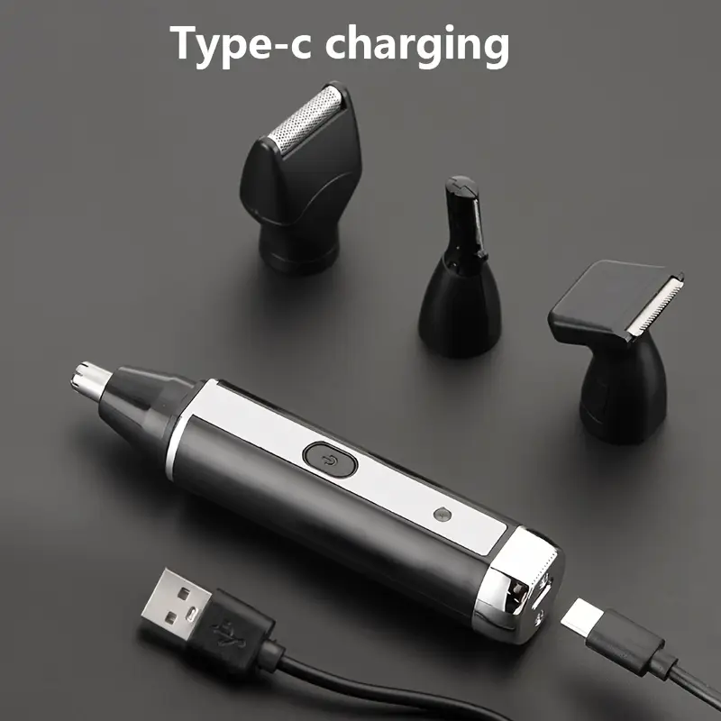 4 in 1 professional grooming kit usb rechargeable nose ear hair trimmer beard and eyebrow mens personal care tools Product details 8