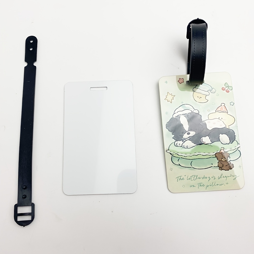 Image of 5 Sets 3.82"×2.36"(9.7×6cm) Sublimation Blank Luggage Tags, Double-sided Heat Transfer Aluminum Name Tags For Travel, Durable Bag Tags For Suitcase & Gift