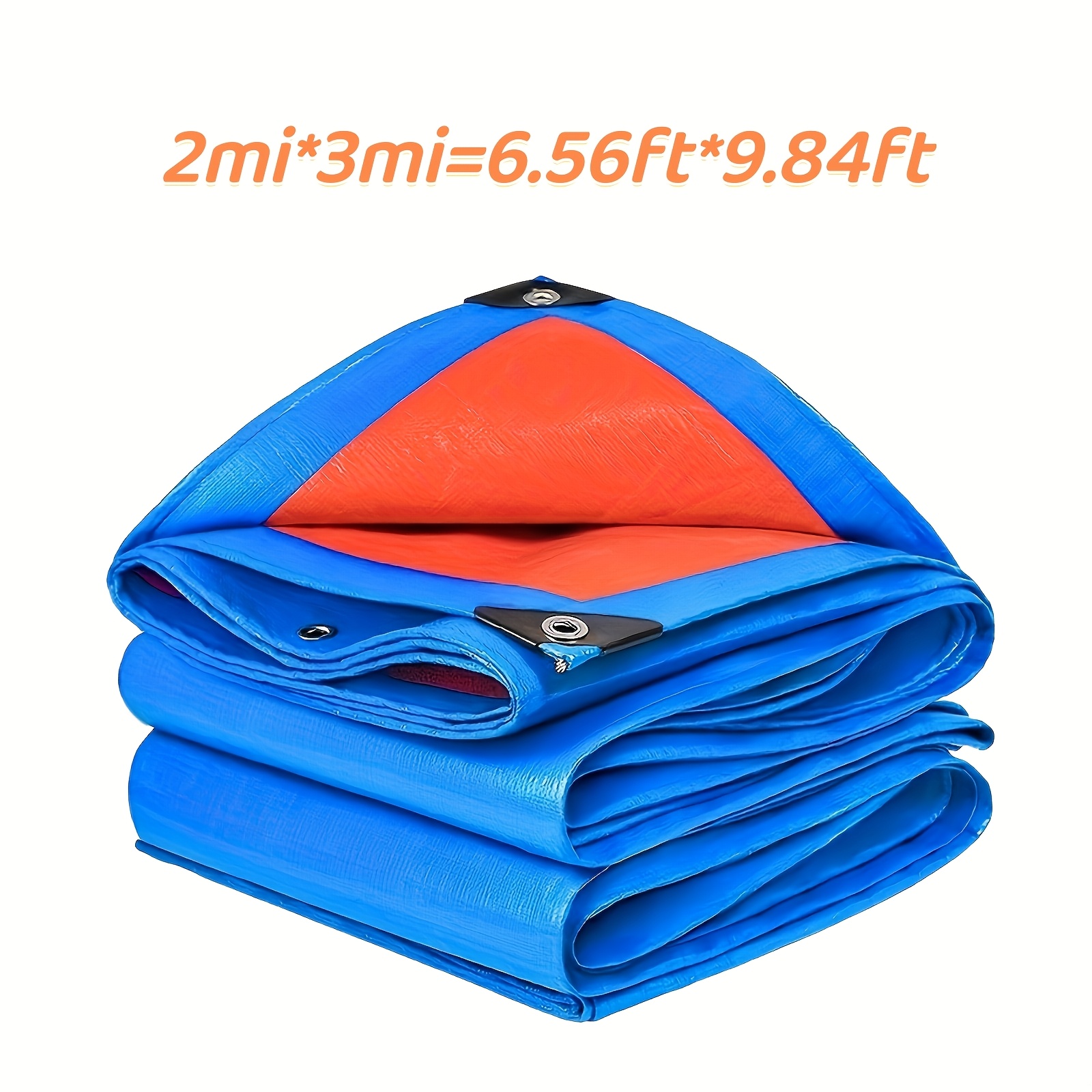 TEMU Solution d'extérieur ! Bâche PE bleue et orange 8 Mil, l'achat une corde de fixation gratuite. Le matériau épaissi offre une résistance aux