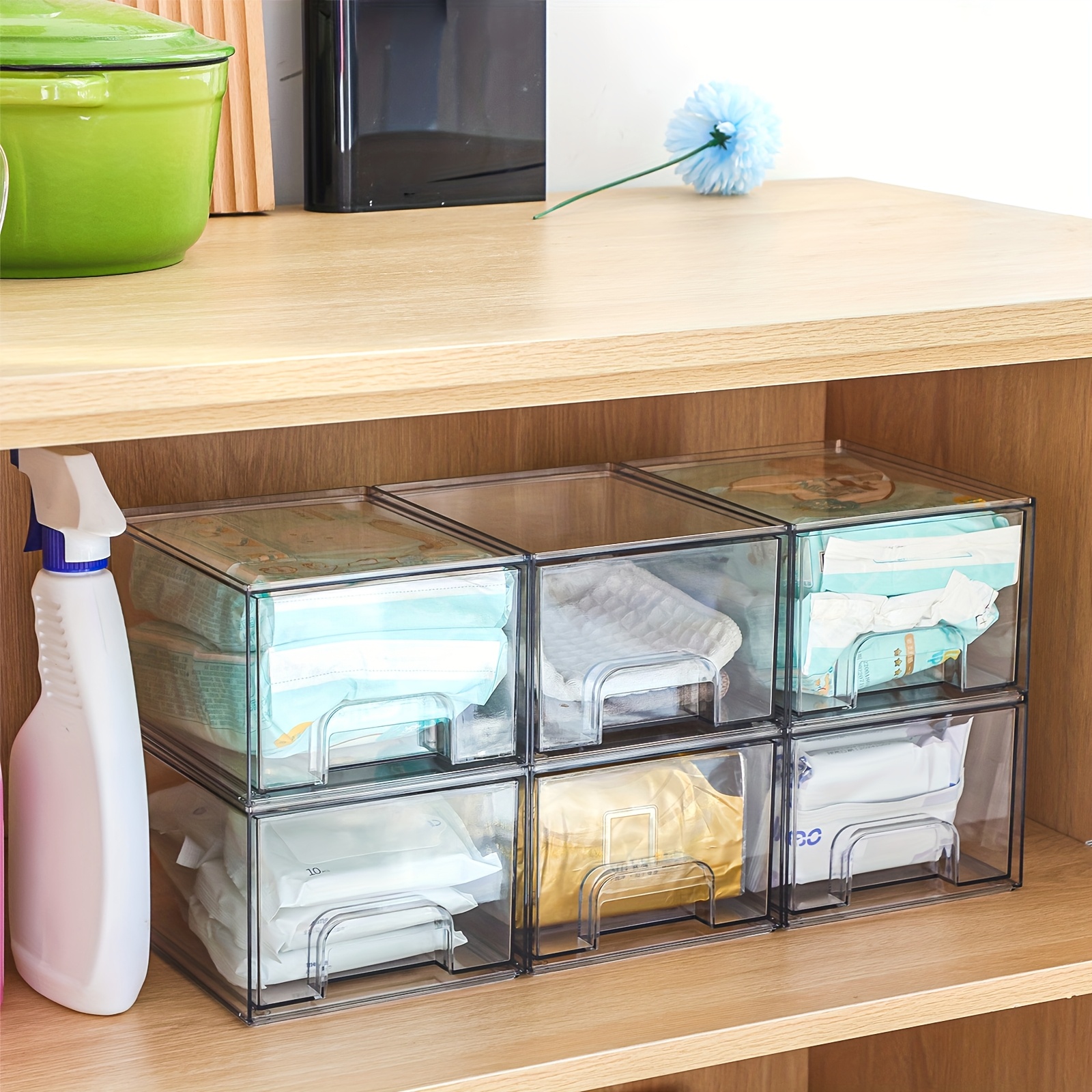   6pcs 12pcs 7 4in acrylic jewelry storage drawers clear stackable organizer boxes jewelry display bins storage for necklaces rings accessories makeups Product details 6