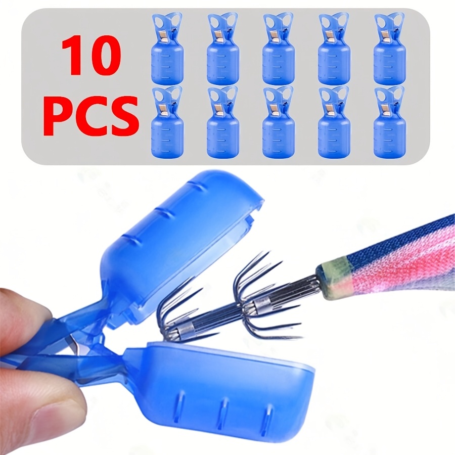 

10pcs Blue Pvc Hook Protective Sleeves With Fishing Jig Hook Covers - Plastic, For Safe Handling