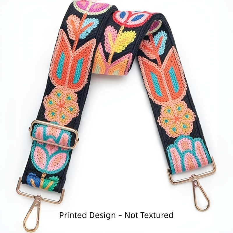 TEMU Women's Bohemian Adjustable Embroidered Belt And Shoulder Strap - Compatible With Handbags, Backpacks, Crossbody Bags - Elegant Bag Accessory