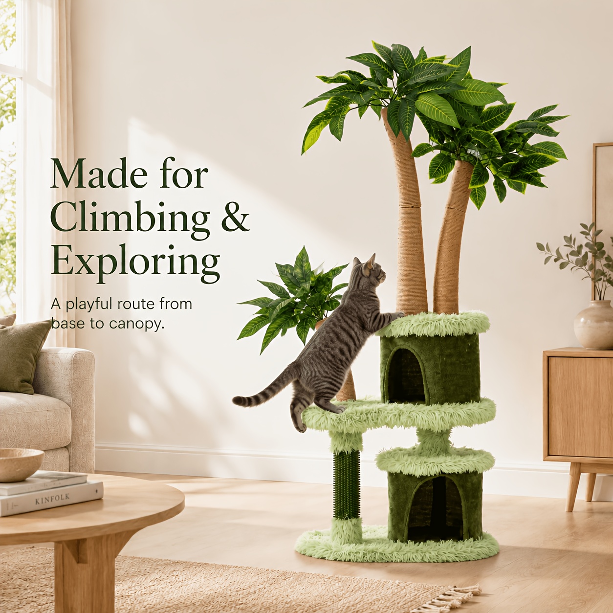 Mango Tree Cat Tree - Multi-level Cat Tower With Scratching Post, & Fun Platform Suitable For Kittens, Climbing, Scratching, Resting - Cat Furniture For, Climbing Activity For Cats