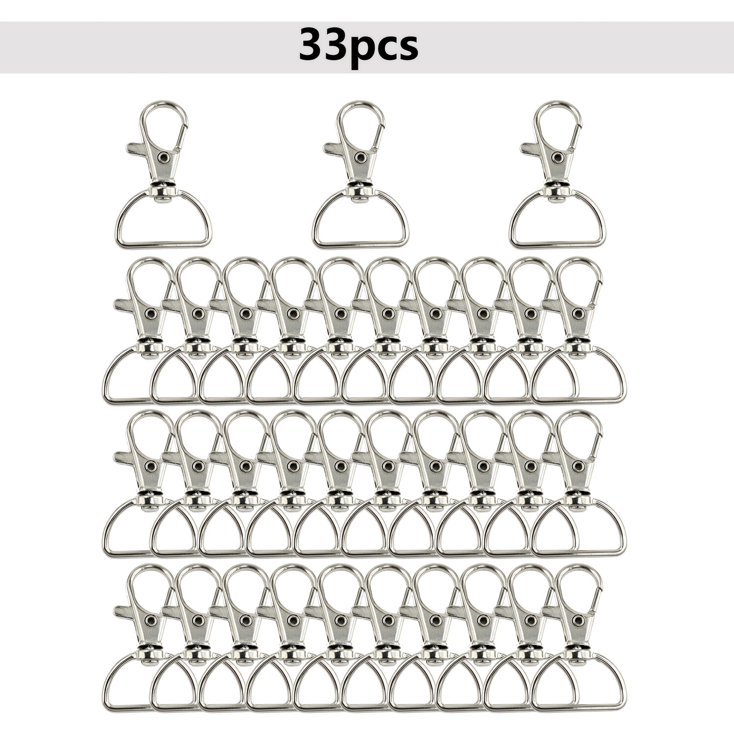 TEMU 33pcs Metal Rotatable Lobster Clasp Hooks With Keyrings, Keychain Additions For Crafts And Bags, Golden Silvery Gunblack Bronze Color