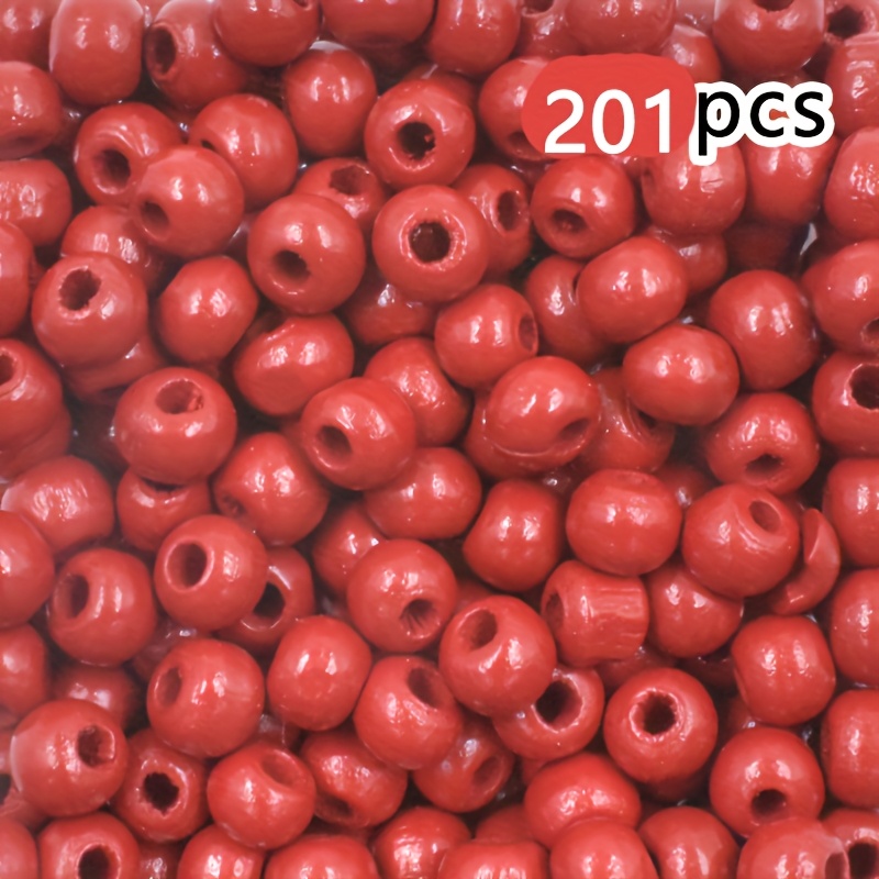Image of 201pcs Natural Unfinished Christmas Wooden Beads, Wooden Spacer Beads For Bohemian Style, Christmas Tree Decoration Beads, Handmade Craft Wooden Beads, Diy Decor Beads