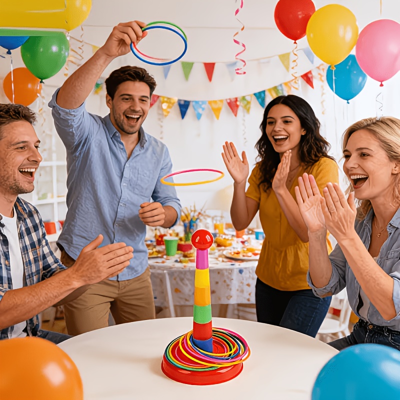 17pcs Rainbow Tower and Ring Stacking Game Set