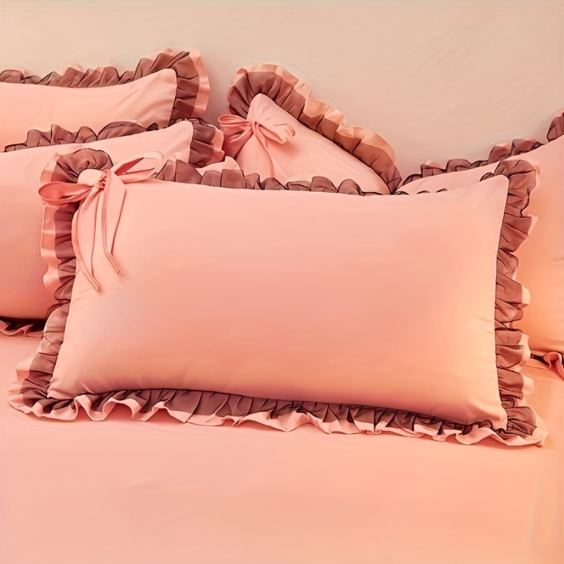 

2pcs Solid Color Lace Pillowcase (no Core), Can Be Directly Machine Washed Without Fading And Easy To Take Care Of, Soft Skin-friendly Pillow Covers, Bedroom Decor