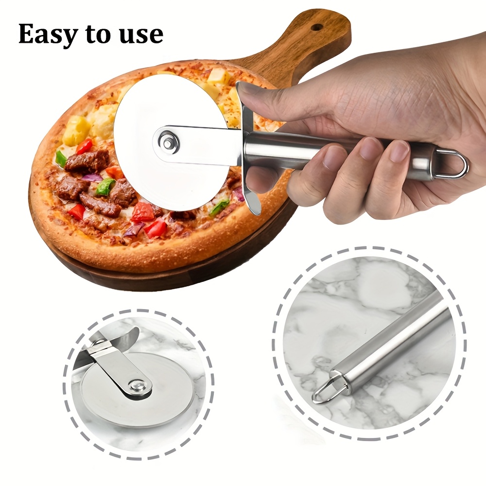 1pc Stainless Steel Single-Wheel Pizza Cutter for Home Kitchen Baking, Pizza, Pancakes, and Cakes