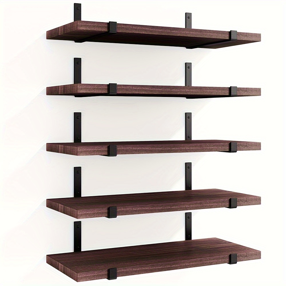 

5pcs Floating Shelves, Width 4.7 Inches Wall Shelves, Rustic Wall Storage Shelves For Bedroom, Living Room, Kitchen, Bathroom, Home Decor, Office And Plants