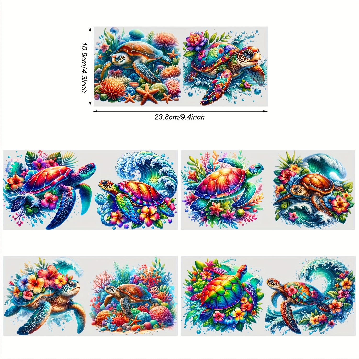 TEMU 5 Sheets Sea Turtle Uv Dtf Cup Stickers 16oz, Dtf Friction Transfer Stickers, High Quality Stickers For Diy, Furniture, Crafts