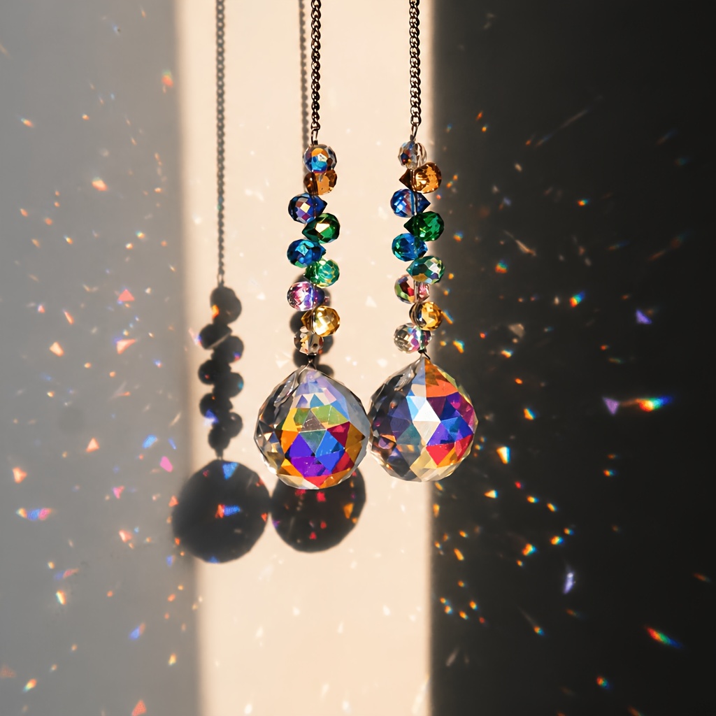 Image of 1/2pcs Strawberry Bead Crystal Ball Sun Catcher - Hanging Prism For Decor, Glass/iron Craft Tool