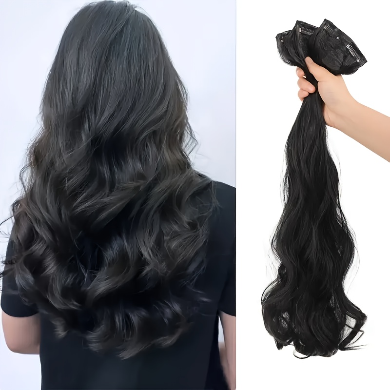 elegant womens 3pcs set   hair extensions clip in wig pieces soft and fluffy lightweight texture seamless design suitable for all hairstyles   daily wear and parties details 0