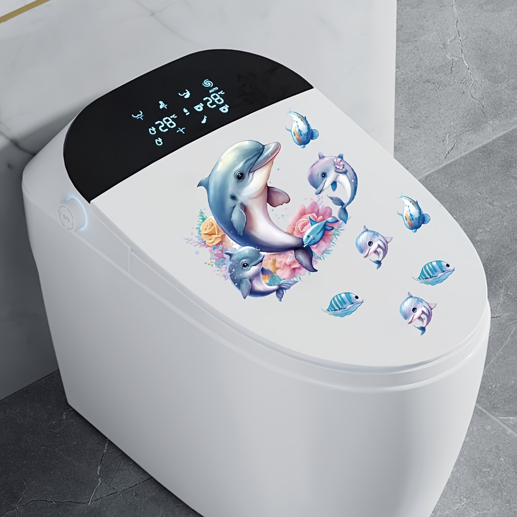 3d Ocean Turtle Dolphin Toilet Sticker Toilet Lid Decal - Temu