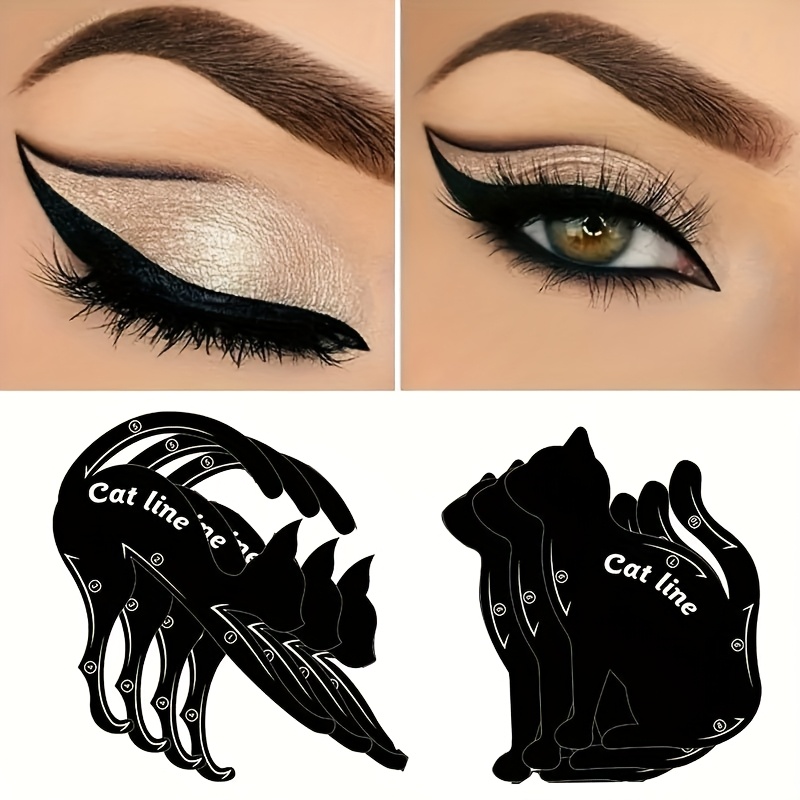 TEMU 6pcs Eyeliner Stencils, Matte Pvc Material Smoky Eyeshadow Applicators Guide Template Tool, -up Stencils Eyeliner Molds A Makeup Tool With A Of
