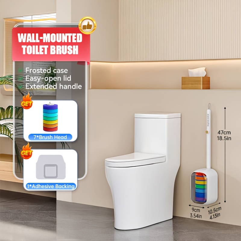 Toilet Brush With Handle, Toilet Brush And Holder, Ideal For Home Use, Deep Cleaning, Cleaning Supplies, Valentine's Day Gift