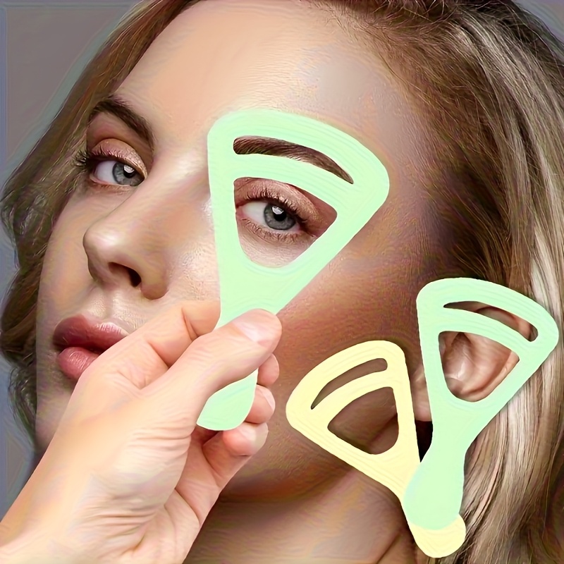 TEMU 2-pack Reusable Eyebrow Templates - Natural Design, Precise Eyebrow Shaping Tool, Makeup For Beginners And Professionals, Elegant Style, Easy-to-, Without Battery