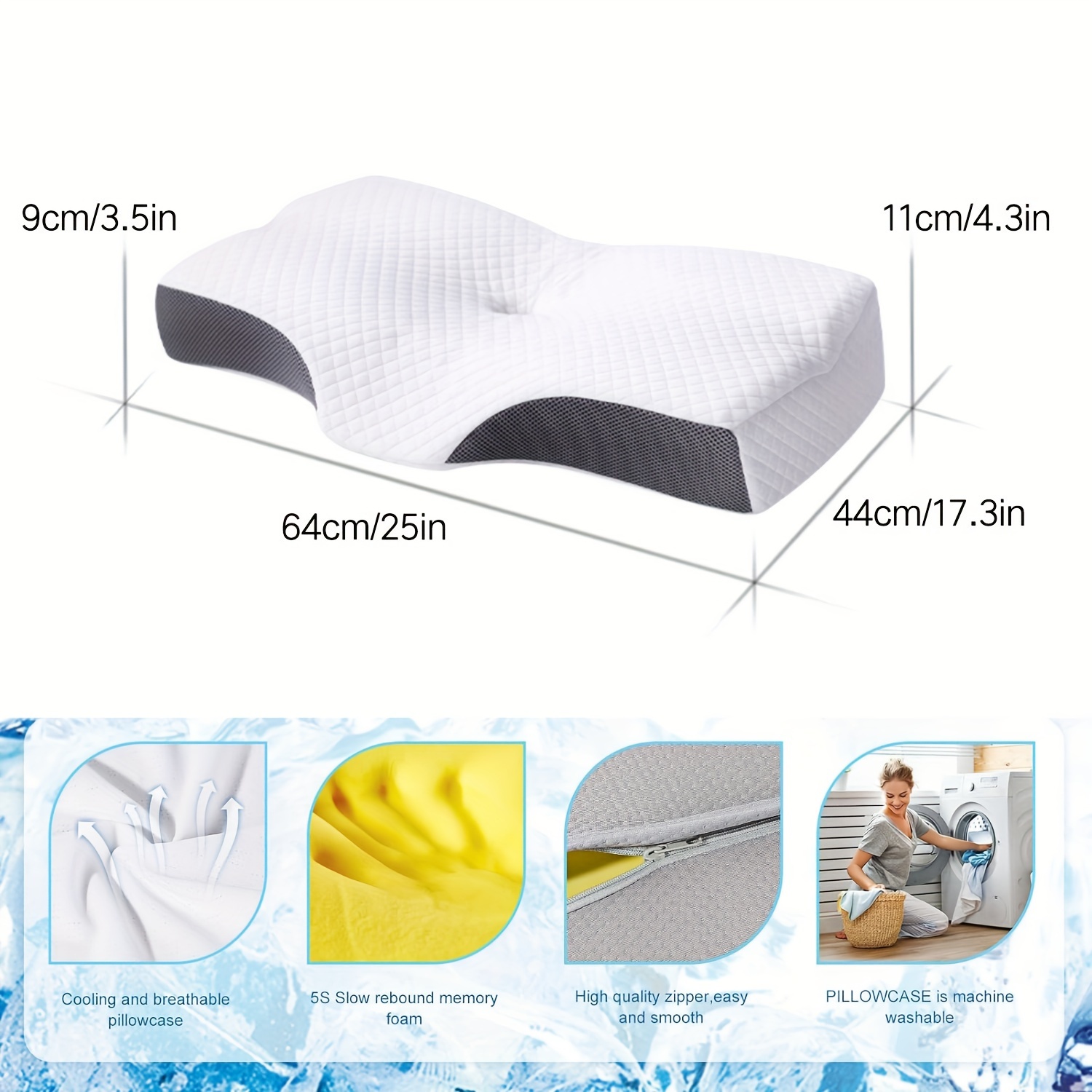 Almohada para dormir de lado - Almohada de hombro - Almohada de  enfriamiento - Almohada de espuma viscoelástica respetuosa con la piel -  Funda de