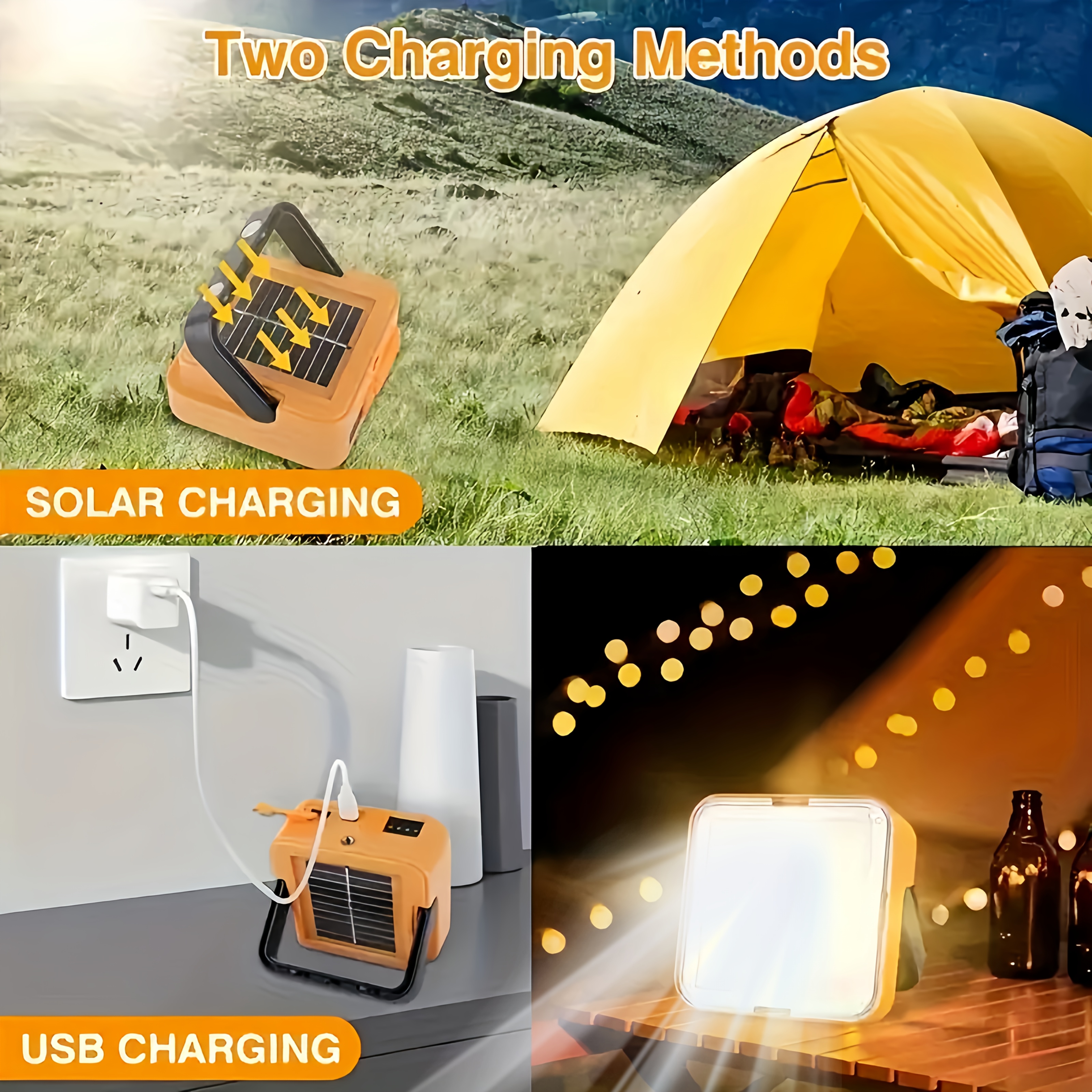 Solar Camping Lights Outdoor Portable Rechargeable Solar Flood Light LED Reflector Rechargeable Projector Floodlight Construction Lamp