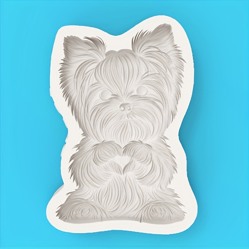 Yorkshire Terrier Heart-shaped Silicone Mold, Y Long Hair Feature, Chocolate Fondant Mold