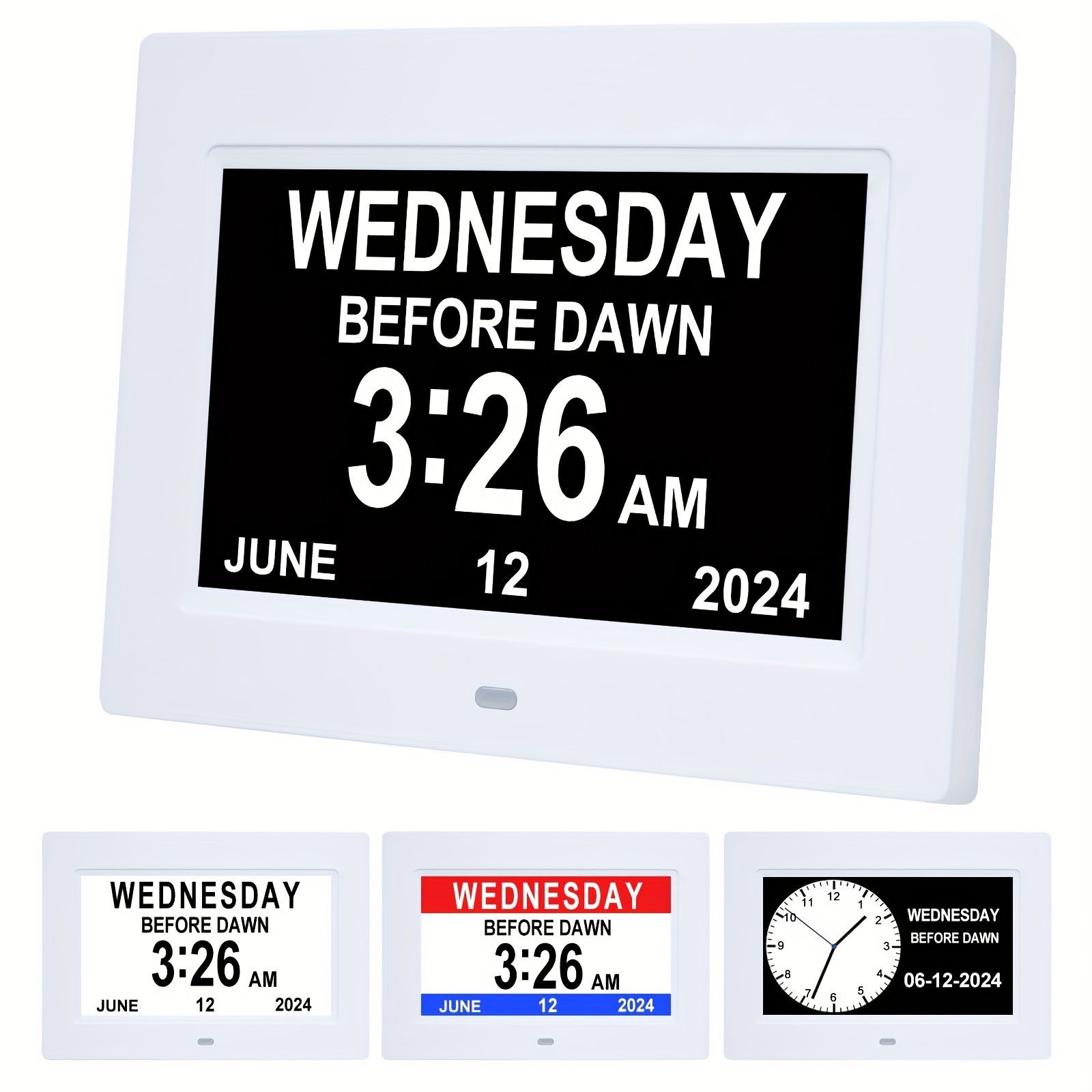 

7 Inch Digital Clock With Day And Date For Elderly 's Dementia Clock Customizable Alarms And Medicine Reminders 3 Display Large Digital Alarm Clock For Seniors Black