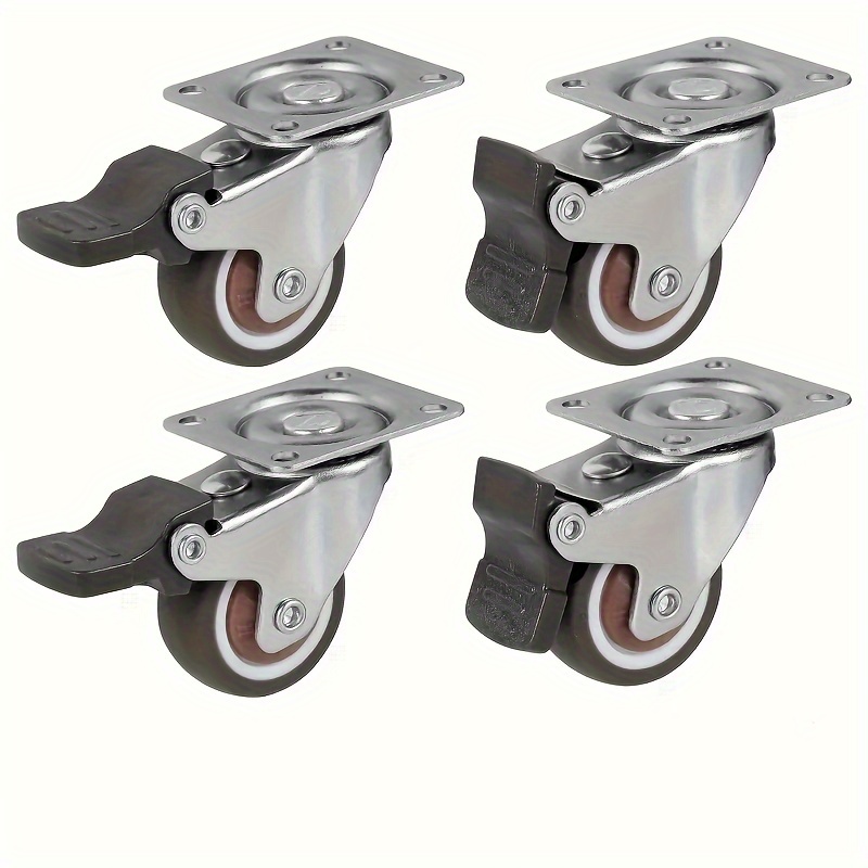 4pcs Heavy Duty 1.25" Swivel Caster Wheels With/without Brake - Silent, Lockable And Rotatable For Trolleys And Furniture, Includes Screws