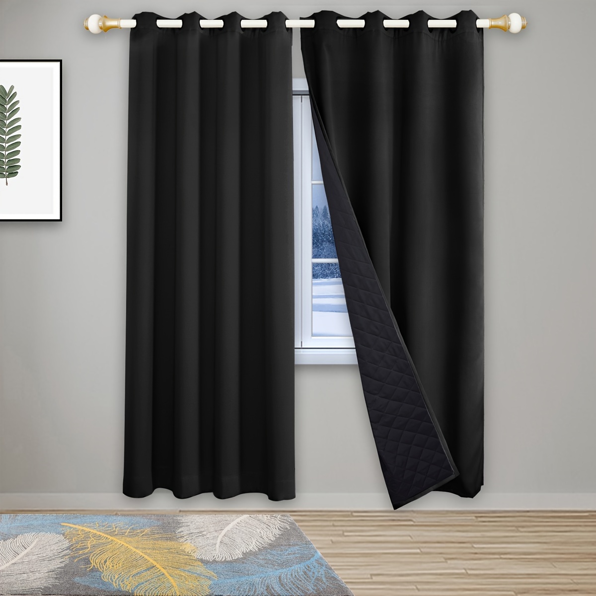 1pc of thickened winter thermal curtains with a middle layer of hand composite providing summer insulation gms440   hanging three layer warm and windproof curtains suitable for   decor door curtains and window partitions applicable in bedrooms living rooms and basements details 8